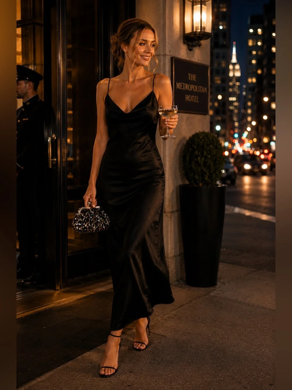 Black Sequin Clutch Evening Bag | Champagne & City Lights Collection - Picture 3 of 8